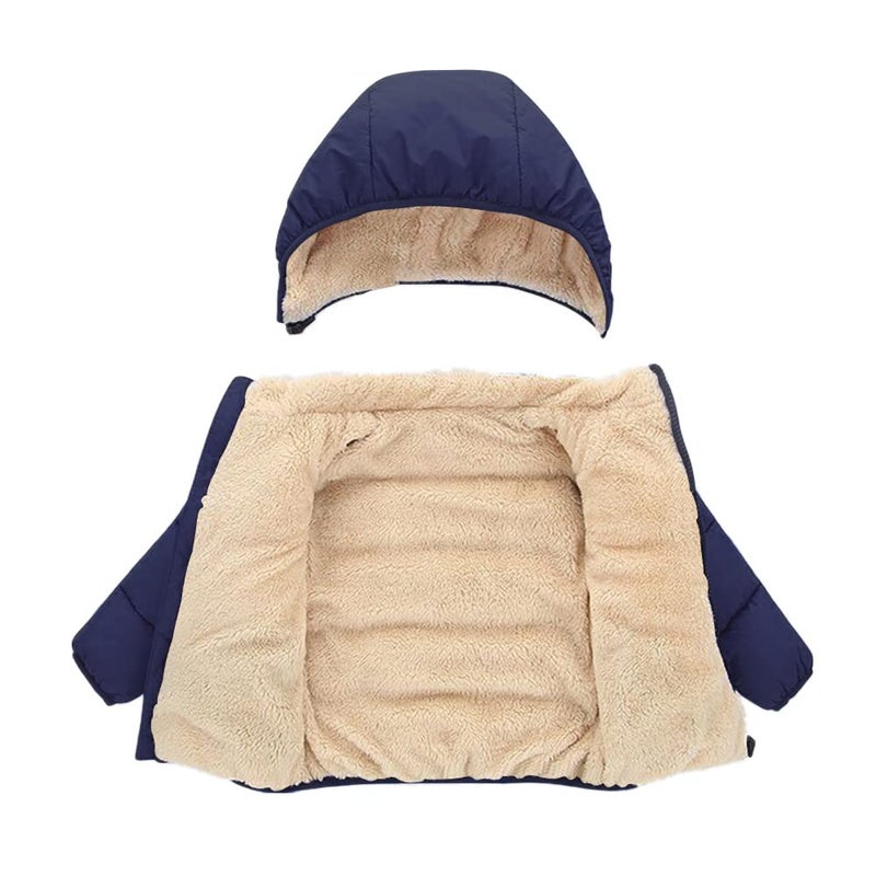 Kimjun Toddler Baby Hooded Down Jacket Boys Girls Kids Thicken Warm Winter Coat Outerwear 5-6t Navy - Image 3
